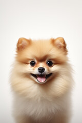 hyper realistic, cute pomeranian dog, with white background сreated with Generative Ai