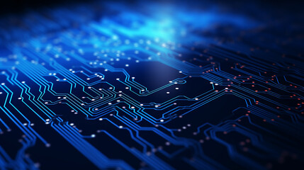 Abstract blue circuit board background. Electronic computer technology