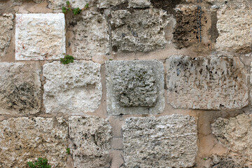 Wall texture of a medieval  castle in eastern Mediterranean Sea coastal zone
