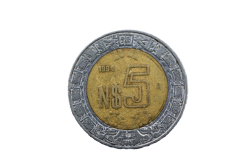 Moneda mexicana de 5 nuevos pesos 1994