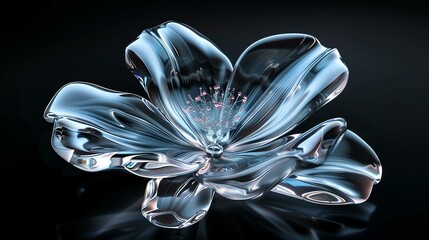 3D rendering of a beautiful flower made of glass.