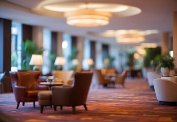 Blurred image of hotel interior, generative AI