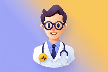 Fototapeta premium A doctor icon in cartoon style.