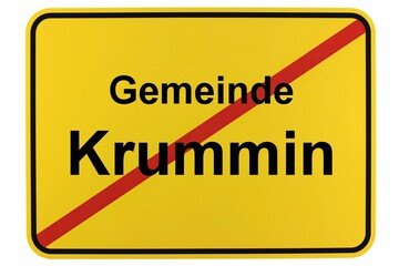 Illustration eines Ortsschildes der Gemeinde Krummin in Mecklenburg-Vorpommern