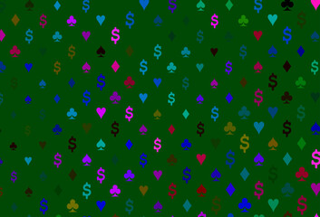 Dark multicolor, rainbow vector cover with symbols of gamble.