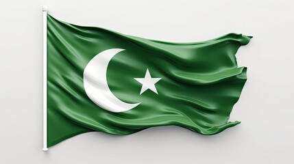 Flag of Pakistan Painted on White Paper 8K Realistic Illustration

