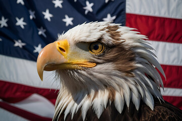 Naklejka premium Eagle head with American flag pattern independence day veterans day 4th of July