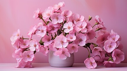 Primrose Bloom Cluster of Pink Primroses on Soft Pink
