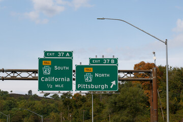 exit 37A off of I-70 for toll road PA-43 toward California, Pennsylvania and 37B toward Pittsburgh,...