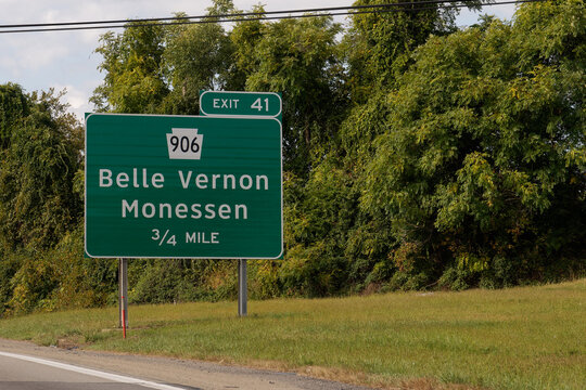 exit 41 off of I-70 for PA-906 toward Belle Vernon and Monessen, Pennsylvania