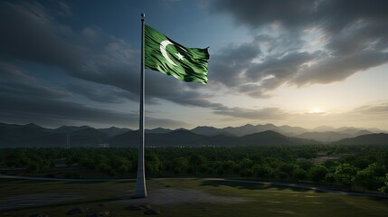 The Tallest Pakistani Flag Pole, Islamabad, Pakistan

 - obrazy, fototapety, plakaty