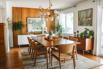 Wooden Dining Room With Table and Chairs