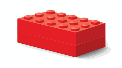 Red Lego brick block or piece flat vector color icon
