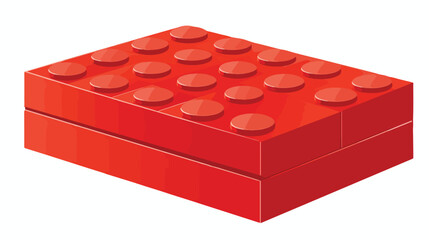 Red Lego brick block or piece flat vector color icon