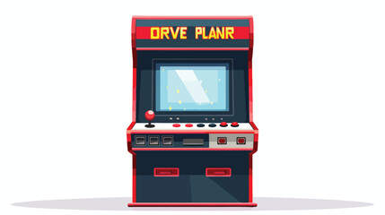 Retro arcade machine plugged in with pixel game over