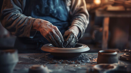 A person crafting a piece of pottery, representing shaping and molding of organizational structure
