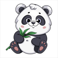 Cute panda. Funny cartoon character - 757548331