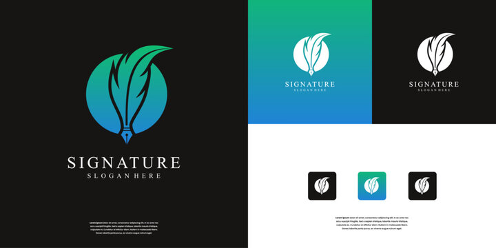 Minimalist Quill Feather Pen Logo Design inspiration.