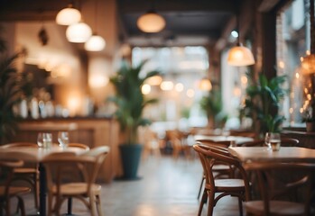 Fototapeta na wymiar Blurred image of cozy café, generatie AI