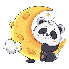 Cute panda. Funny cartoon character - 757548530