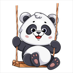 Cute panda. Funny cartoon character - 757548534