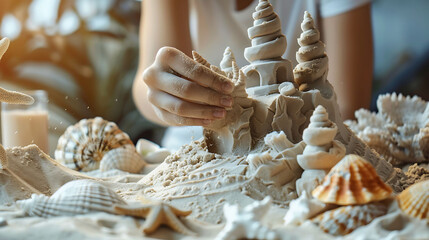 A person creating a sand sculpture, symbolizing temporary creations and adaptability in business...