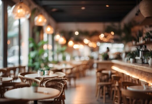 Blurred image of cozy café, generatie AI