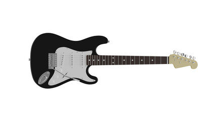 Black classic electric guitar isolated on transparent and white background. Music concept. 3D render