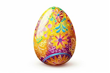 Illustration of painted decorated easter egg on white background