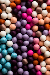 Fototapeta na wymiar Different color wool balls on texture background, closeup view сreated with Generative Ai
