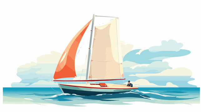 Sailing - Retro Clipart Illustration flat vector 