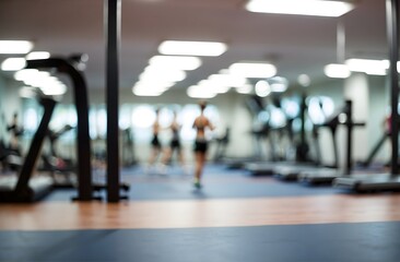 Blurred image of gym interior, generative AI