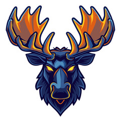 Vector esports logotype moose on white background, logo moose, icon moose, sticker moose, symbol moose, emblem moose, deer, antler