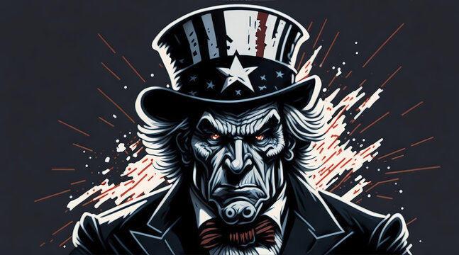 Uncle Sam angry political cartoon Created With Generative Ai