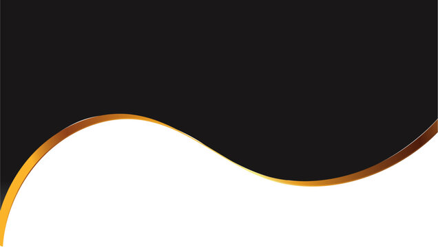 Gold ribbon line with a luxurious background with black gradient made of curved ribbon line for template, certificate, social media post, marketing ads 
