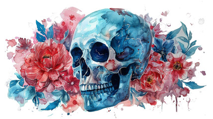 Skull Surrounded by Flowers