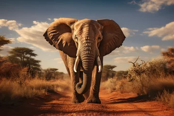 Foto op Aluminium Majestic Sunset with African Elephant © bernd77