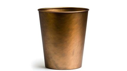 Dark Gold Paper Bin on a white Background. Office Template with Copy Space
