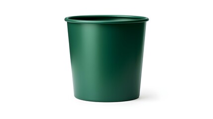 Dark Green Paper Bin on a white Background. Office Template with Copy Space