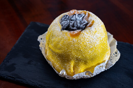 Polenta e Osei di Bergamo Alta most renowned sweet specialty Bergamo&rsquo;s cuisine, made from sponge cake, chocolate, butter, hazelnut creams and rum