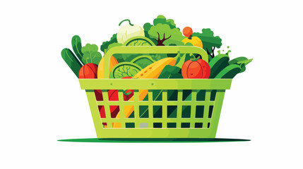 Shopping basket full of healthy organic fresh 