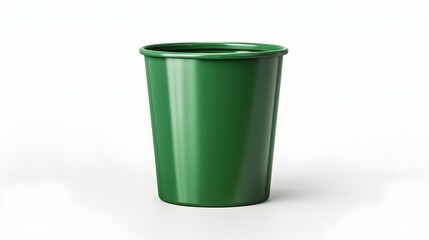 Emerald Paper Bin on a white Background. Office Template with Copy Space