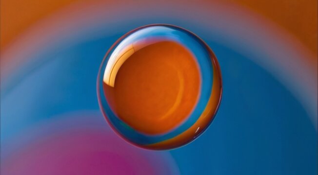Close-up picture of a multi-shaded bubble on a colorful background