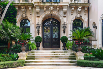 Fototapeta premium Large House Surrounded by Plants