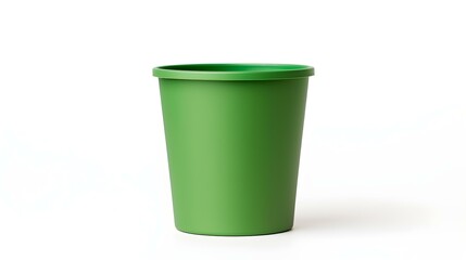 Green Paper Bin on a white Background. Office Template with Copy Space