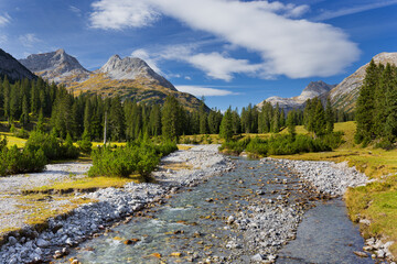 Fluss Lech, Lechquellengebirge, Vorarlberg, Österreich