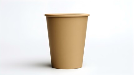 Khaki Paper Bin on a white Background. Office Template with Copy Space