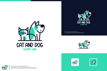 cat and dog , for pet store , cute logo design inspiration.
