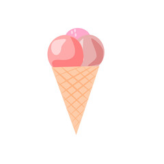Ice cream cone in cartoon style vector icon. Realistic vector illustration. Cartoon vector illustration.