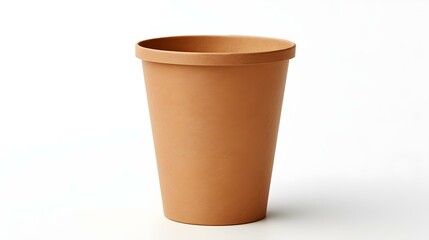 Light Brown Paper Bin on a white Background. Office Template with Copy Space